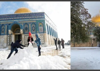 فلسطین میں برفباری، جنگی ماحول سے خوفزدہ بچے خوشی سے نہال