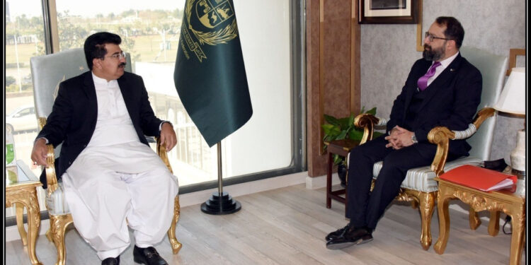 چیئرمین سینیٹ محمدصادق سنجرانی سے زمبابوے کیلئے پاکستان کے نامزد سفیرمرادبصیر  کی ملاقات