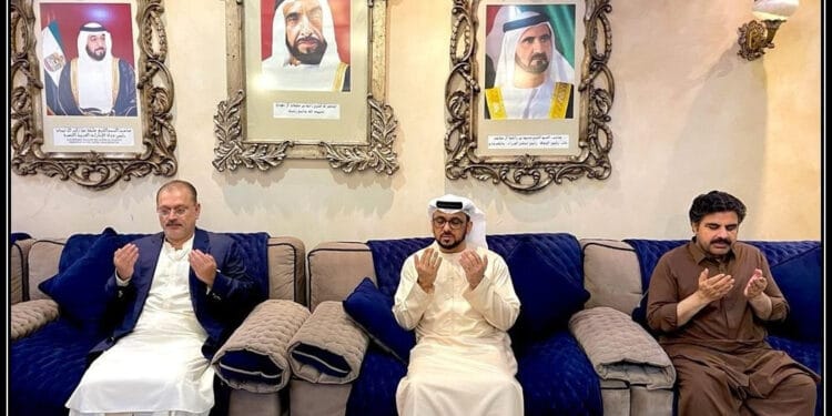صوبائی وزراء شرجیل انعام میمن اور سید ناصر حسین شاہ کی متحدہ عرب امارات قونصل خانے آمد؛ صدر شیخ خلیفہ بن زید النہیان کے انتقال پر تعزیت کا اظہار کیا