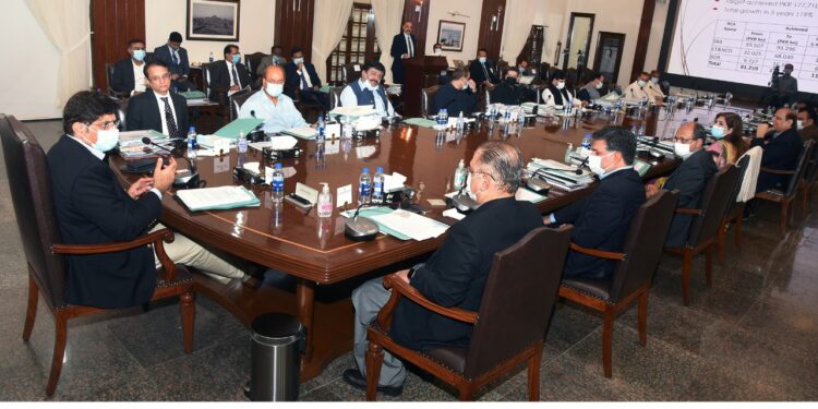 وزیراعلی سندھ کی زیرصدارت کابینہ کا اجلاس ،فنانس کی ریوینیو گروتھ کے حوالے سے بریفنگ سندھ ریوینیو بورڈ نے 136 فیصد، ایکسائیز نے 112 فیصد اور بورڈ آف ریوینیو نے 68 فیصد گروتھ کی،سید مرا علی شاہ