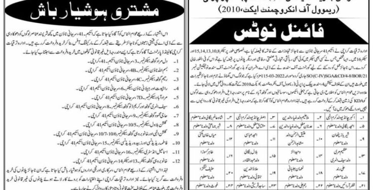 سرجانی اسکیم 41: قبضوں پرانسداد وتجاوزات ٹریبونل نے ادارہ ترقیات کراچی کو مذید مقدمات درج کرانے سے روک دیا