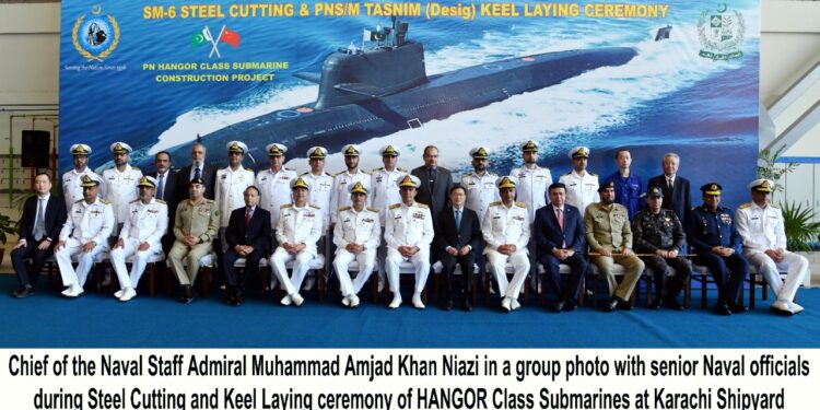 ہنگور کلاس آبدوزں کی اسٹیل کٹنگ اور تعمیر کے آغاز کی تقریب کا کراچی شپ یارڈ میں انعقاد