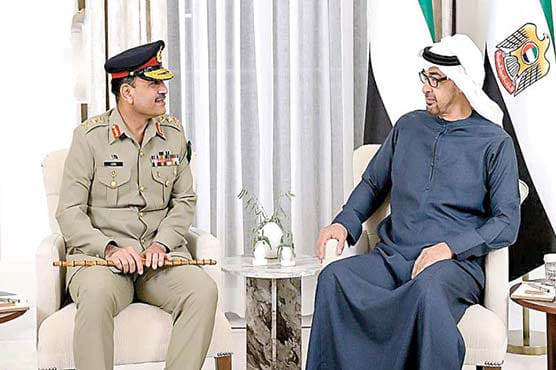 آرمی چیف کی متحدہ عرب امارات کے صدر سے ملاقات دونوں ممالک کے تعلقات کو فروغ دینے اور دفاعی امور میں مزید تعاون کی کوششوں کا جائزہ لیا گیا