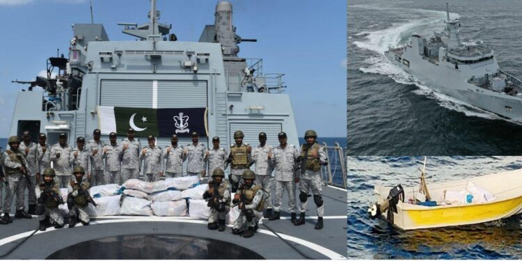 پاک بحریہ کے جہاز یرموک کا شمالی بحیرہ عرب میں کامیاب انسداد منشیات آپریشن:380 کلو نہایت منشیات ضبط کرلی