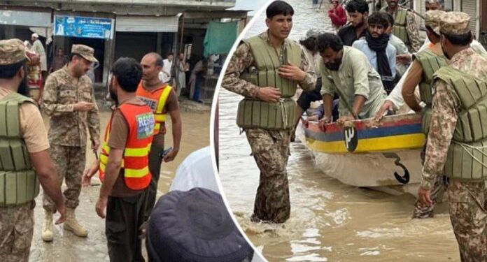اوکاڑہ،پاک فوج کی سیلاب متاثرین کے لیے امدادی کارروائیاں ، پانی میں گھرے افراد کی محفوظ مقامات پر منتقلی جاری