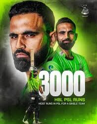 فخر زمان کا پی ایس ایل11 میں ایک اور اہم اعزاز،لیگ کی تاریخ میں تین ہزار رنز مکمل کرلئے