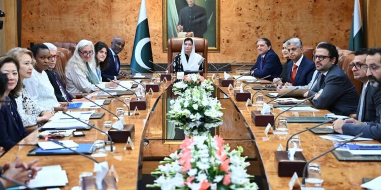 خاتون اول آصفہ بھٹو سے اقوام متحدہ کے پاکستان میں ریذیڈنٹ کوآرڈینیٹر محمد یحییٰ اور اقوام متحدہ کے مختلف اداروں کے نمائندوں کی ملاقات