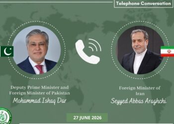 نائب وزیراعظم سینیٹر محمد اسحاق ڈار کی ایرانی وزیر خارجہ سے ٹیلی فون پر گفتگو