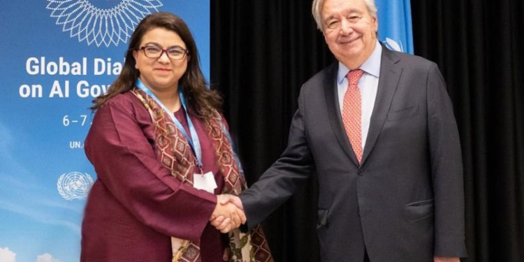 وفاقی وزیر برائے انفارمیشن ٹیکنالوجی و ٹیلی کمیونیکیشن شزہ فاطمہ خواجہ کی سیکرٹری جنرل اقوام متحدہ انتونیو گوتیرس سے اہم ملاقات