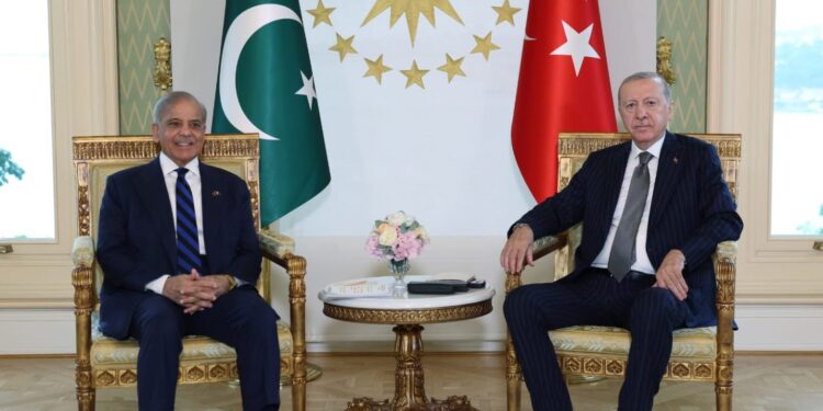 وزیر اعظم شہباز شریف کی ترک صدر رجب طیب اردوان سے ملاقات، مختلف شعبوں میں دوطرفہ تعاون کو مزید مضبوط بنانے کے عزم کا اعادہ